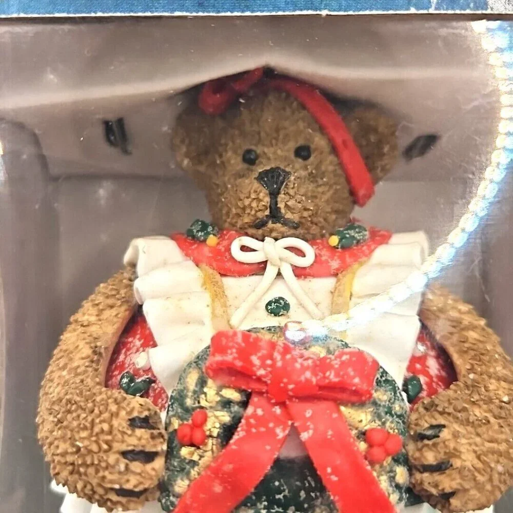 Traditions Collectible Glass Teddy Bear Ornament Vintage New Never Opened‎